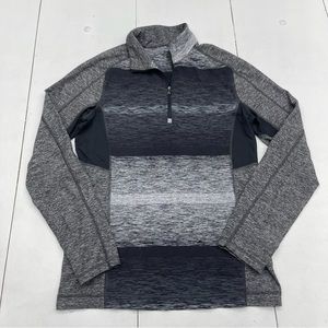 Lululemon Universal Stripe Black Soot Light White Core 1/2 Zip Pullover Mens M.